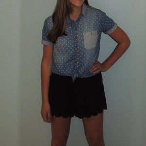 BDG Urban Outfitters Polka Dot Chambray Shirt